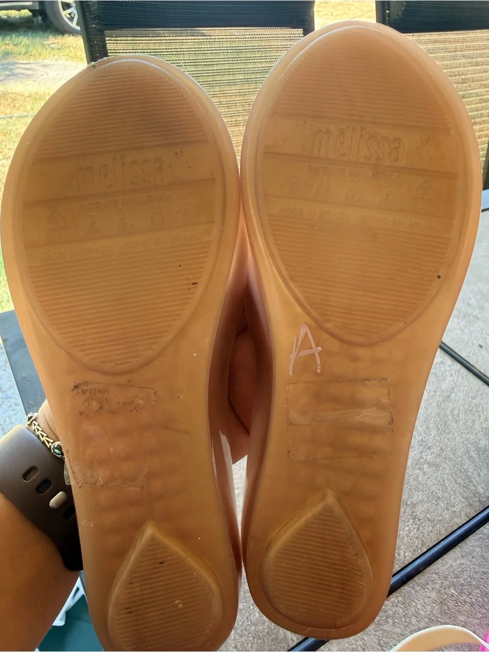 Mel by Melissa Nude Jelly Flats with Gold Butterfly Detail
